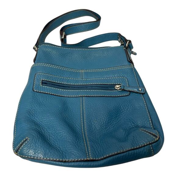 Fossils Dark Teal Pebbled Leather Crossbody Purse - Picture 1 of 10